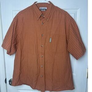 Columbia Men's Button Up Short Sleeve Chest Pocket Orange Size XL